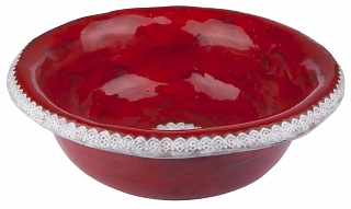Nikola - Handgeformtes rotes Waschbecken mit der Spitze