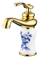 Gabel - goldenen Wasserhahn mit blauem Muster